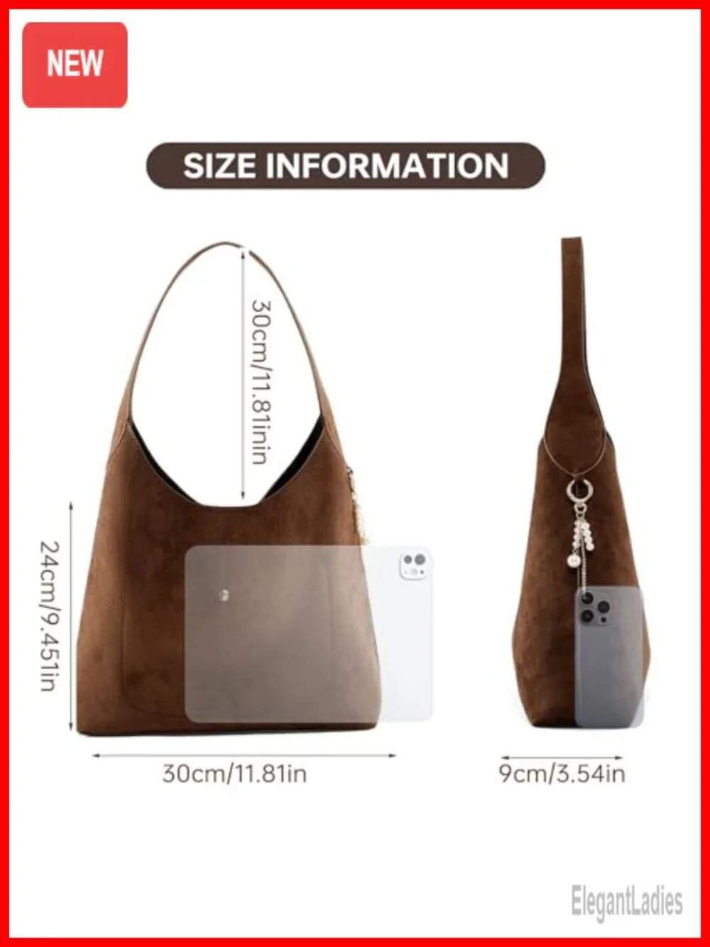 Soft Suede Slouchy Hobo Shoulder Bag Lightweight Tote Purse